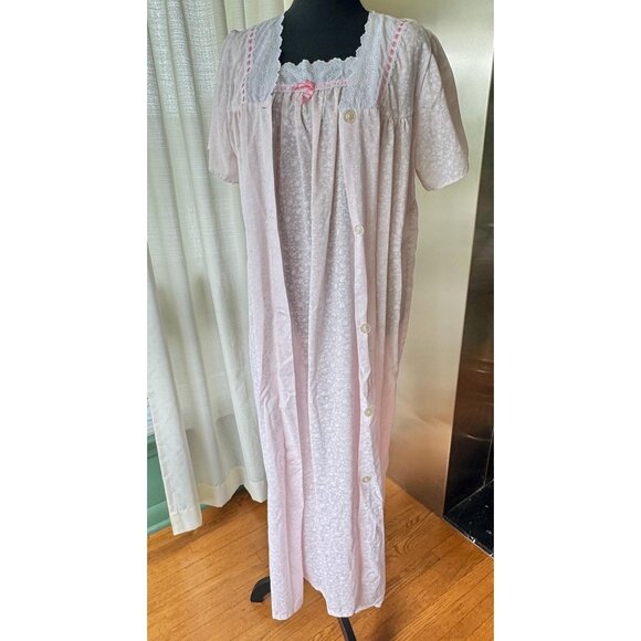 Vintage 1980s lingerie set, pink pastel, negligee & peignoir, long - Picture 2 of 10